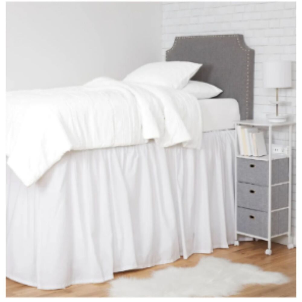 NEW - Dormify Twin Twin XL Extra Long Dorm Bed Skirt White New Dorm Bedding